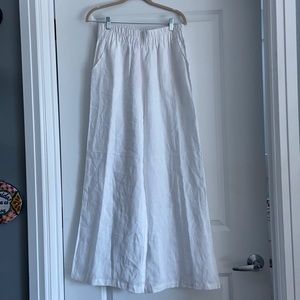 White Linen Wide-Leg Trousers